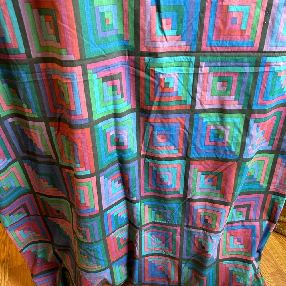 MULTI COLORED SQUARES COTTON LARGE DUVET COVER SHEET PURPLE/BLACK/BLUE/GREEN